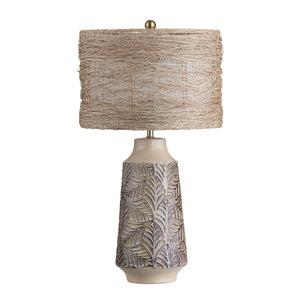 Crestview Collection 30"H Rustic Ceramic Table Lamp With Woven Rattan Shade, Natural Aesthetic & 3-way Socket Glow   Cvazp115