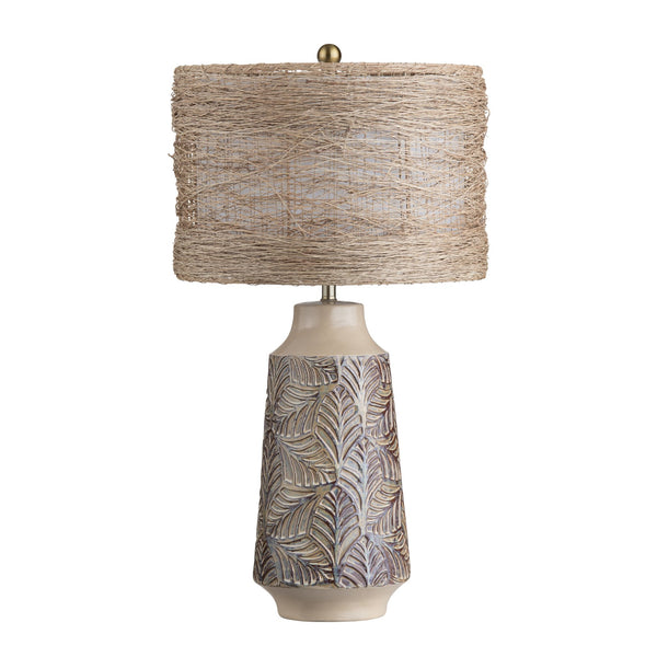 Crestview Collection 30"H Rustic Ceramic Table Lamp With Woven Rattan Shade, Natural Aesthetic & 3-way Socket Glow   Cvazp115