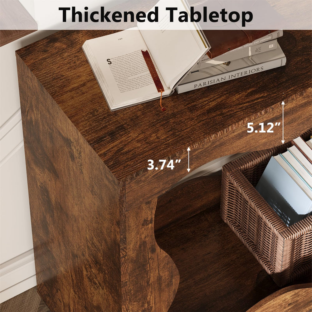 English Elm Farmhouse 63" Rustic Brown Entryway Console Table Narrow Sofa Table with Wide Top & Sturdy MDF Finish T3210P394056