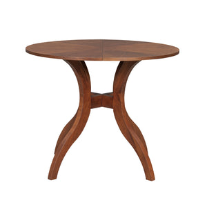 English Elm Walnut Round Dining Table 39.4" — Elegant Pedestal Base, Fluted Carvings, Durable Plywood-Rubberwood Build N842P315206D