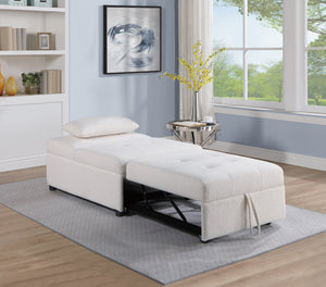 English Elm Contemporary Armless Sleeper Sofa Chair with Sherpa Tufted Seat, Pull-Out Bed & Accent Pillow, White B011P200214