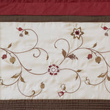 Madison Park Serene Traditional Embroidered Curtain Panel MP40-1531 Red