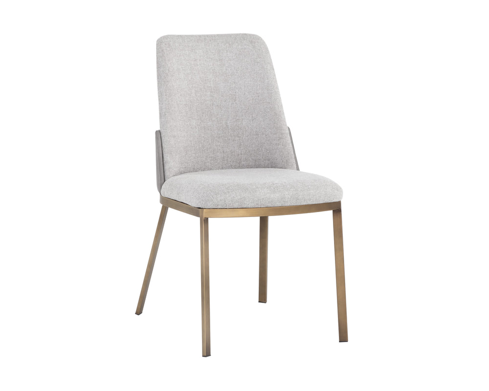Sunpan Marie Dining Chair Set of 2 - Luxe Modern Design with Antique Brass Legs for Stylish Dining Spaces Belfast Heather Grey / Bravo Metal