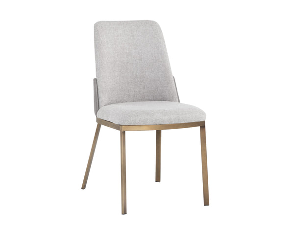 Sunpan Marie Dining Chair Set of 2 - Luxe Modern Design with Antique Brass Legs for Stylish Dining Spaces Belfast Heather Grey / Bravo Metal