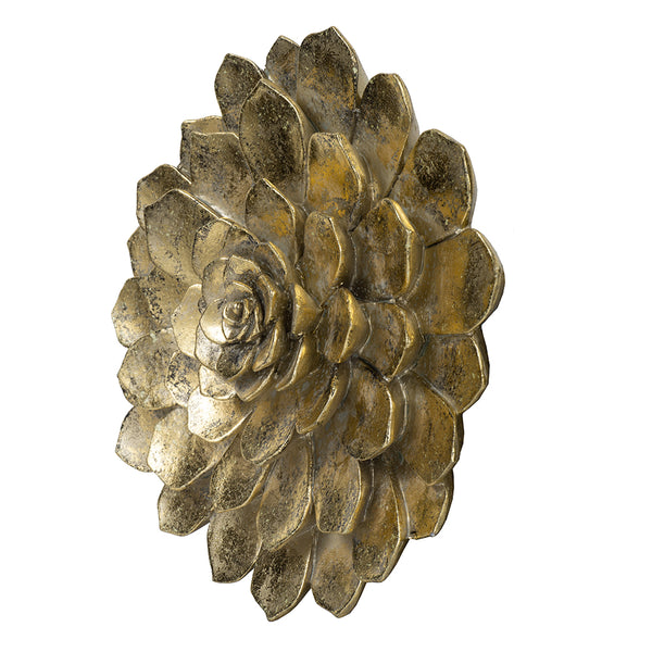 English Elm D10.2X2.4" Luxurious Gold Succulent Wall Plaque Set - Elegant Décor For Modern Interiors & Gallery Walls W2078P223119