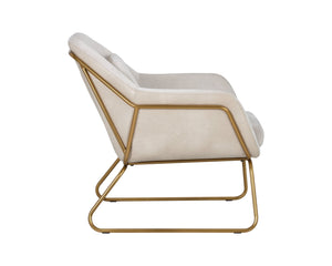 Sunpan Watts Lounge Chair - Trendy Modern Armchair with Durable Performance Fabric and Stylish Steel Frame Gold / Polo Club Muslin / Bravo Cream