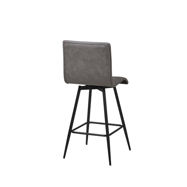 JLA Home INK+IVY - Faux Grey Leather Swivel Counter Stool with Matte Black Base, Padded Contour Seat & 360° Rotation II104-0481