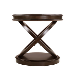 English Elm Retro Solid Wood Coffee Table Set 3-Piece with 44" Oval Coffee Table & Round End Tables, Sturdy X-Legs, Waterproof Surface Espresso W1202S00010