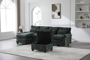 English Elm United We Win 106" U-Shape Sectional Sofa - Cozy Chenille Couch With Storage Ottoman & Usb Ports W1568S00228-GIGA