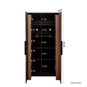 English Elm 62.99In Kitchen Pantry Cabinet - Stylish Walnut Storage Sideboard With Doors & Adjustable Shelves W331S00188