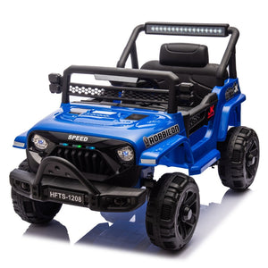 English Elm 12v Kids Electric Ride on Truck with Parental Remote Four Wheel Suspension and Led Lights Blue W1578P187460