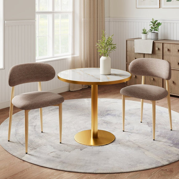 English Elm Dining Chair Set with Wood Grain Metal Frame Upholstered Seat Modern Farmhouse Kitchen Coffee W3316P449685