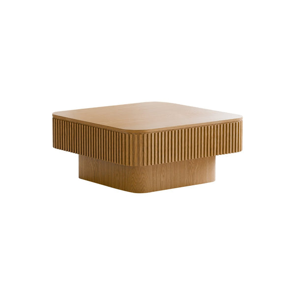 English Elm 31.5'' Square Wood Veneer Flip Top Storage Coffee Table with Slat Detail for Living Rooms Natural Wood W1435P375245