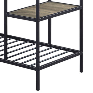 English Elm Rustic Kitchen Island With Open Shelving And Sturdy Black Frame – Perfect For Storage & Prep B062P184581-GIGA