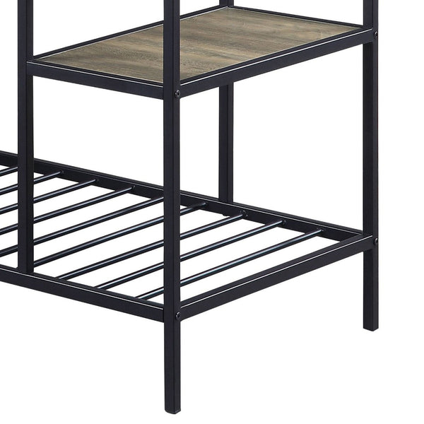 English Elm Rustic Kitchen Island With Open Shelving And Sturdy Black Frame – Perfect For Storage & Prep B062P184581-GIGA