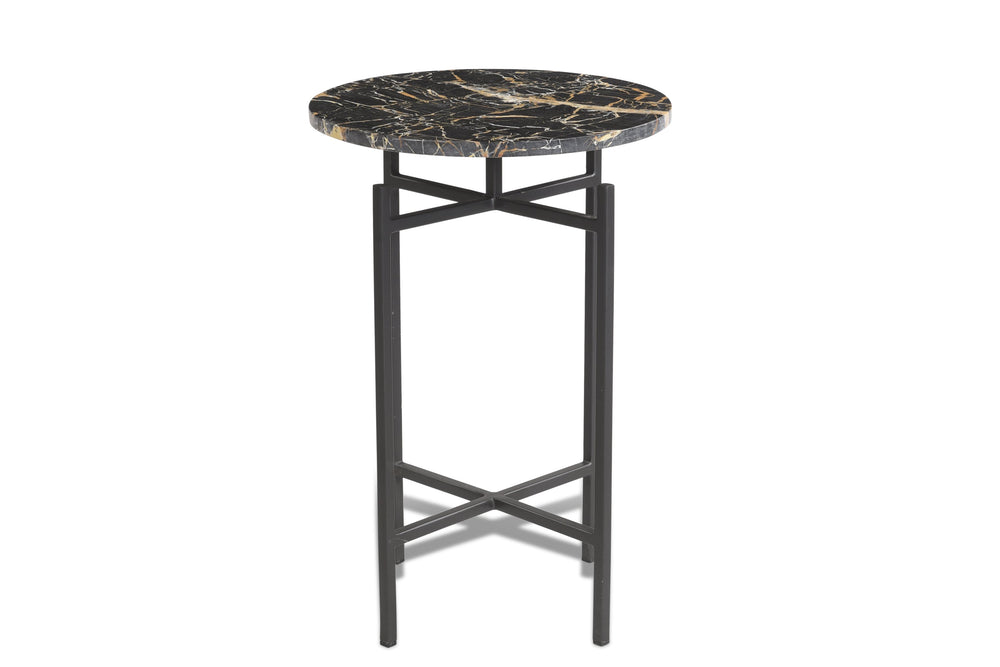 Basset Mirror Wren Accent Table - Elegant Italian Black Marble Top On Sturdy Matte Black Iron Base For Modern Homes Black Metal,Marble 5600-lr-223
