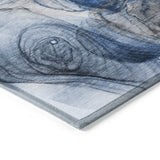 Homeroots 8' Runner Ivory Blue And Gray Abstract Washable Non Skid Indoor Outdoor Runner Rug Navy Polyester 560002