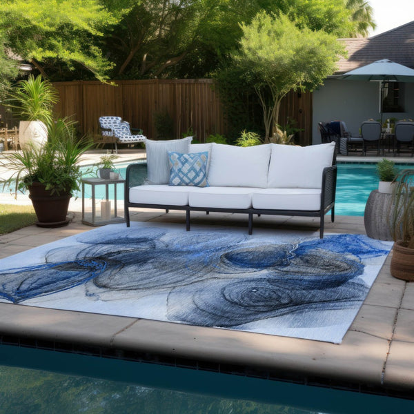 HomeRoots 5' Beige Abstract Area Rug - Stylish, Washable, Non-Skid Design for Indoor and Outdoor Spaces 5' X 8' 560005