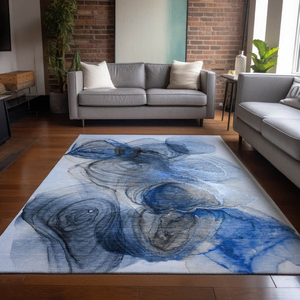 HomeRoots 5' Beige Abstract Area Rug - Stylish, Washable, Non-Skid Design for Indoor and Outdoor Spaces 5' X 8' 560005
