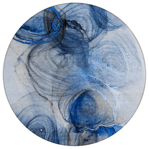 HomeRoots 5' Beige Abstract Area Rug - Stylish, Washable, Non-Skid Design for Indoor and Outdoor Spaces 8' Round 560006