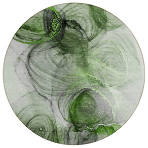 HomeRoots 5' Beige Abstract Area Rug - Stylish, Washable, Non-Skid Design for Indoor and Outdoor Spaces 8' Round 560015