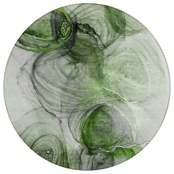HomeRoots 5' Beige Abstract Area Rug - Stylish, Washable, Non-Skid Design for Indoor and Outdoor Spaces 8' Round 560015