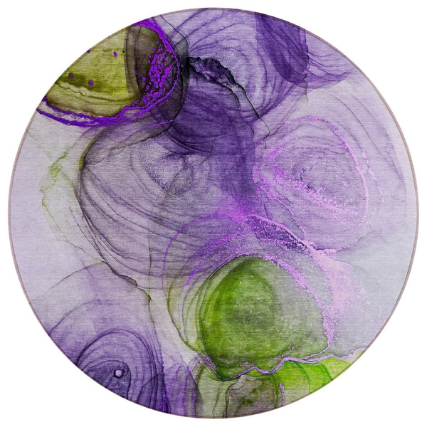 HomeRoots 5' Beige Abstract Area Rug - Stylish, Washable, Non-Skid Design for Indoor and Outdoor Spaces 8' Round 560024