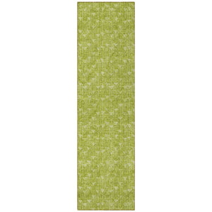 Homeroots 8' Runner Moss Green Geometric Washable Non-skid Rug For Indoor And Outdoor Elegance And Style Aloe Polyester 560029