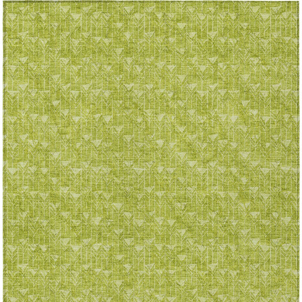 Homeroots 3' X 5' Moss Green Geometric Washable Non Skid Indoor Outdoor Area Rug Aloe Polyester 560031