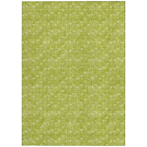 Homeroots 3' X 5' Moss Green Geometric Washable Non Skid Indoor Outdoor Area Rug Aloe Polyester 560031