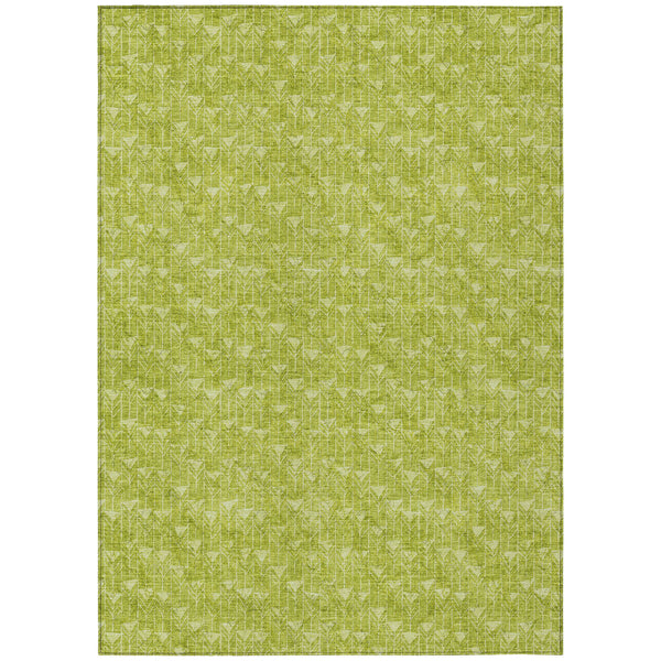 Homeroots 3' X 5' Moss Green Geometric Washable Non Skid Indoor Outdoor Area Rug Aloe Polyester 560031
