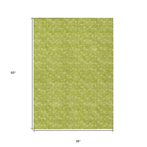 Homeroots 3' X 5' Moss Green Geometric Washable Non Skid Indoor Outdoor Area Rug Aloe Polyester 560031