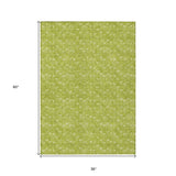 Homeroots 3' X 5' Moss Green Geometric Washable Non Skid Indoor Outdoor Area Rug Aloe Polyester 560031