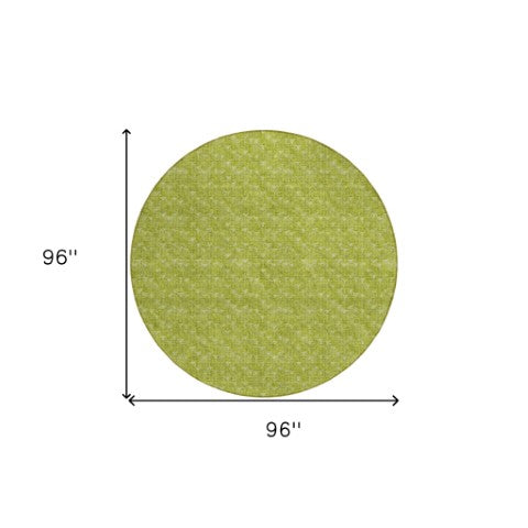 Homeroots 8' Runner Moss Green Geometric Washable Non-skid Rug For Indoor And Outdoor Elegance And Style 8' Round Polyester 560033