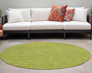Homeroots 8' Runner Moss Green Geometric Washable Non-skid Rug For Indoor And Outdoor Elegance And Style 8' Round Polyester 560033