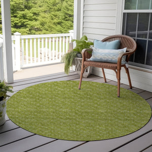 Homeroots 8' Runner Moss Green Geometric Washable Non-skid Rug For Indoor And Outdoor Elegance And Style 8' Round Polyester 560033