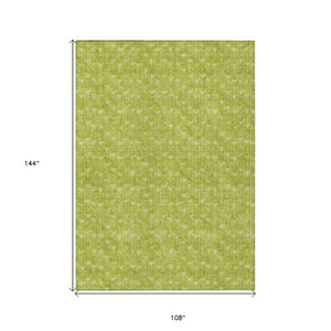 Homeroots 8' Runner Moss Green Geometric Washable Non-skid Rug For Indoor And Outdoor Elegance And Style 9' X 12' Polyester 560035