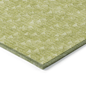 Homeroots 8' Runner Moss Green Geometric Washable Non-skid Rug For Indoor And Outdoor Elegance And Style 9' X 12' Polyester 560035