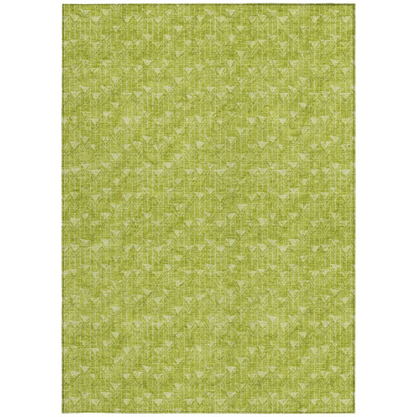 Homeroots 8' Runner Moss Green Geometric Washable Non-skid Rug For Indoor And Outdoor Elegance And Style 10' X 14' Polyester 560036