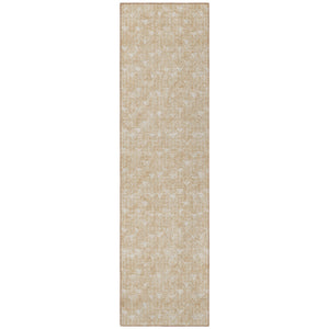 Homeroots 8' Runner Moss Green Geometric Washable Non-skid Rug For Indoor And Outdoor Elegance And Style Beige Polyester 560038