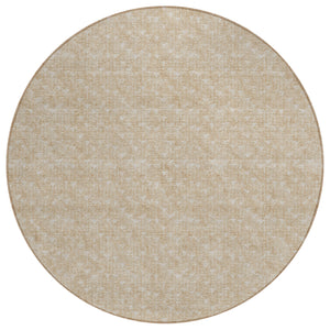 Homeroots 8' Round Tan Round Geometric Washable Non Skid Indoor Outdoor Area Rug Beige Polyester 560042