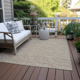 Homeroots 8' X 10' Tan Geometric Washable Non Skid Indoor Outdoor Area Rug Beige Polyester 560043