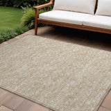 Homeroots 10' X 14' Tan Geometric Washable Non Skid Indoor Outdoor Area Rug Beige Polyester 560045