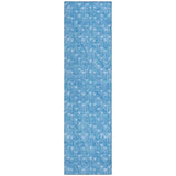 Homeroots 8' Runner Blue Geometric Washable Non Skid Indoor Outdoor Runner Rug Blue Polyester 560047