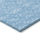 Homeroots 8' Runner Blue Geometric Washable Non Skid Indoor Outdoor Runner Rug Blue Polyester 560047