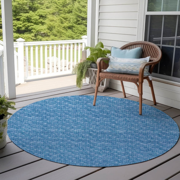 Homeroots 8' Runner Moss Green Geometric Washable Non-skid Rug For Indoor And Outdoor Elegance And Style 8' Round Polyester 560051