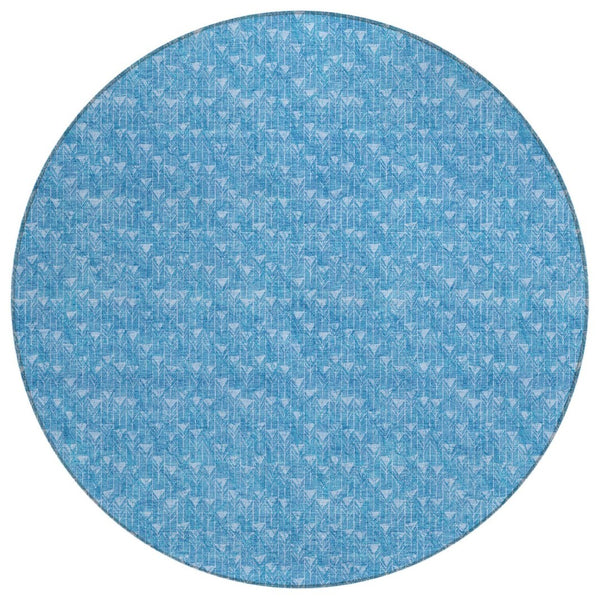 HomeRoots 5' Moss Green Geometric Indoor Outdoor Area Rug - Washable, Non-Skid, Stain-Resistant Design 8' Round 560051