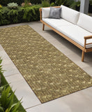 Homeroots 8' Runner Brown Geometric Washable Non Skid Indoor Outdoor Runner Rug Brown Polyester 560056