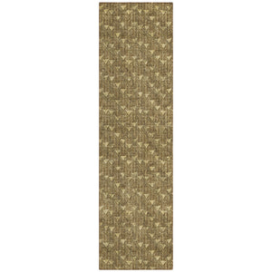 Homeroots 8' Runner Brown Geometric Washable Non Skid Indoor Outdoor Runner Rug Brown Polyester 560056