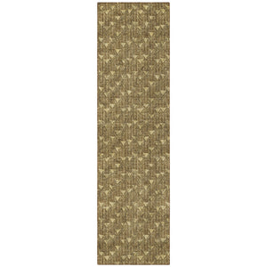 Homeroots 8' Runner Brown Geometric Washable Non Skid Indoor Outdoor Runner Rug Brown Polyester 560056